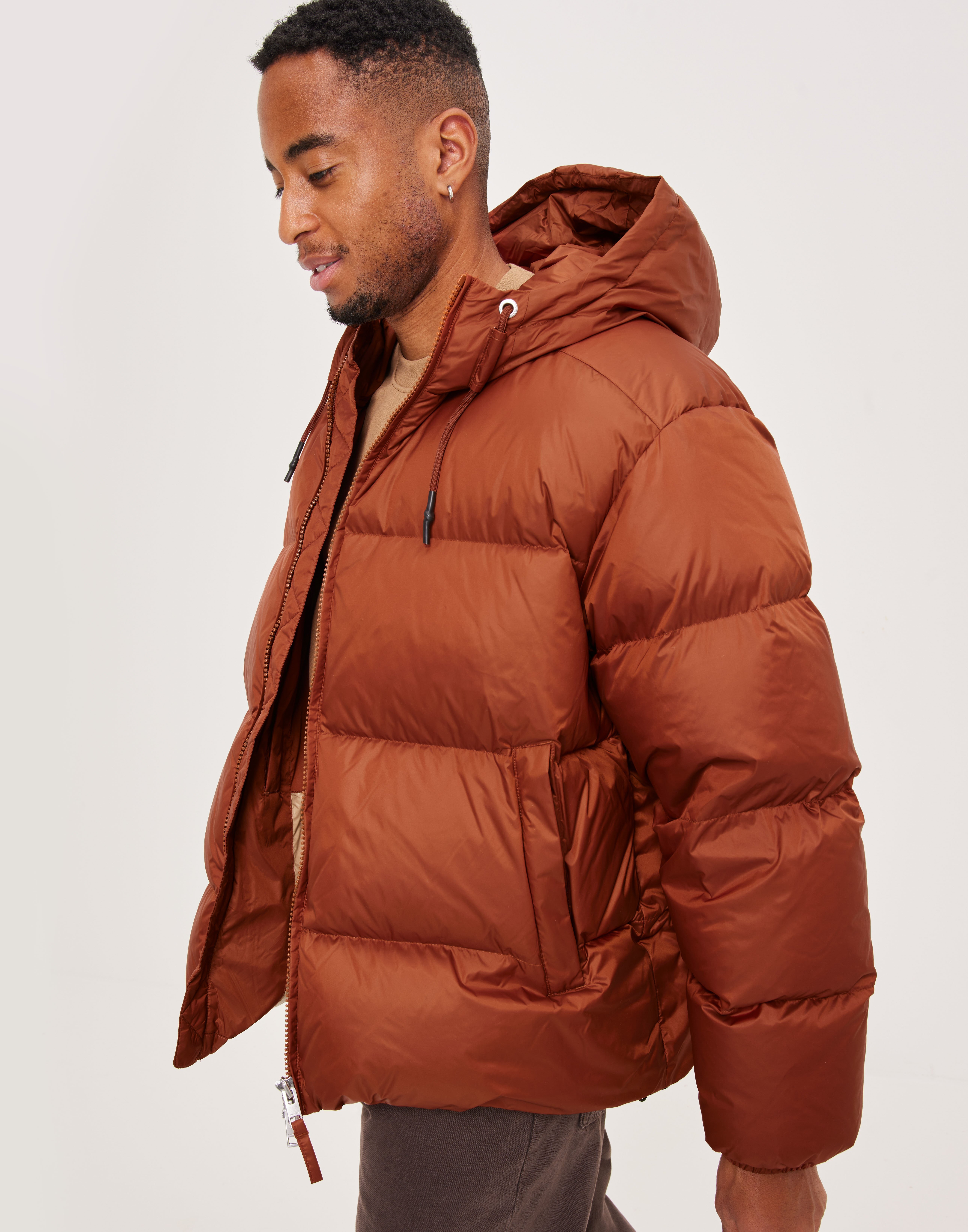 Dark orange puffer jacket best sale