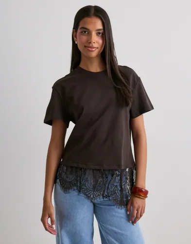 Vero Moda - Brun - Vmbrit Ss O-Neck Lace T-Shirt Jrs E