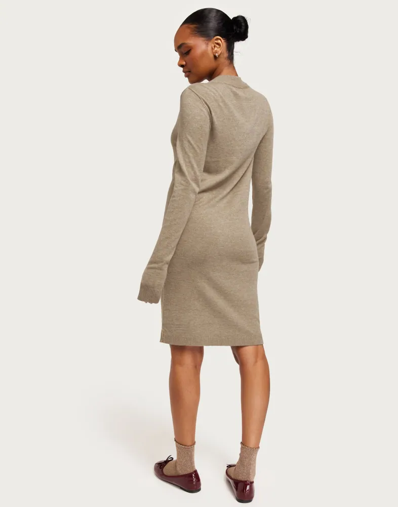 Buy OBJECT OBJTHESS L/S KNIT DRESS NOOS - Fossil Melange | Nelly.com