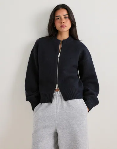 Nelly - Blå - Zip Knit Cardigan