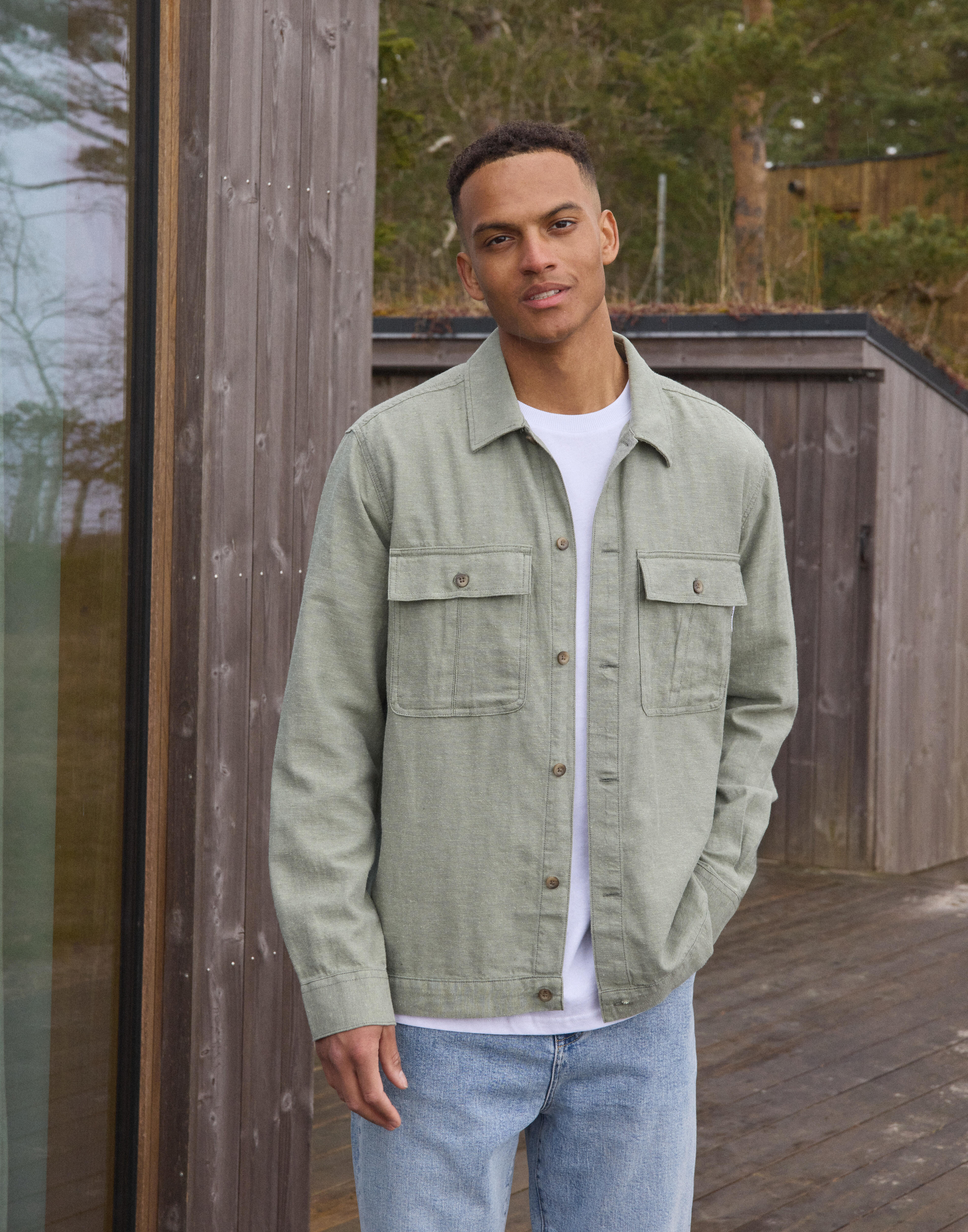 Köp Only & Sons ONSKENNET LS LINEN OVERSHIRT NOOS - Swamp