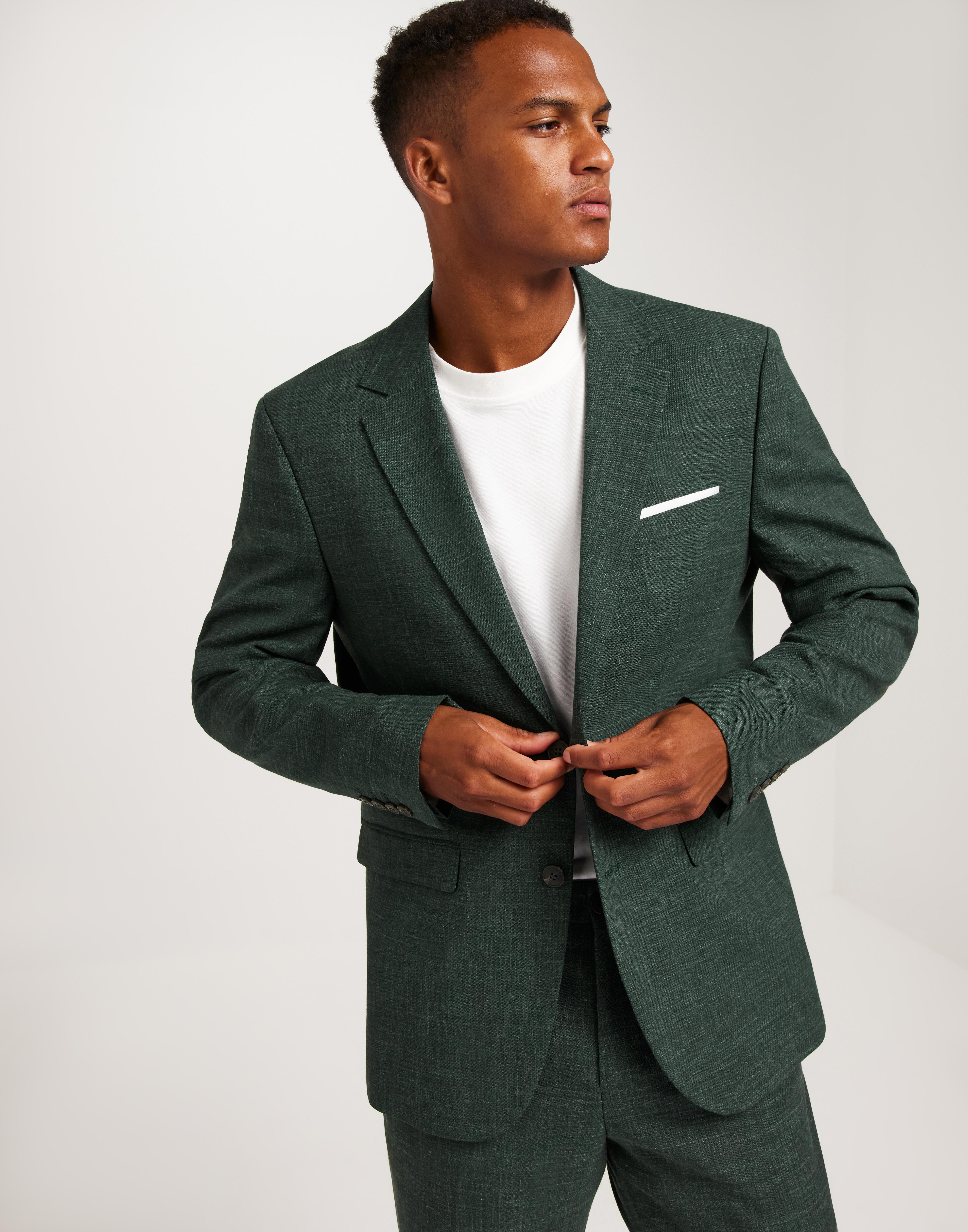 Buy Selected Men SLHSLIM-OASIS LINEN BLZ NOOS - Dark Green | NLYMAN