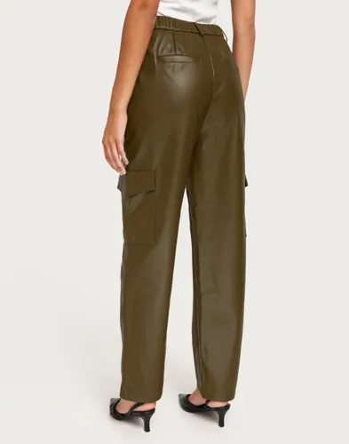 Only - Grøn - Onlkim Faux Leather Cargo Pant Cc O