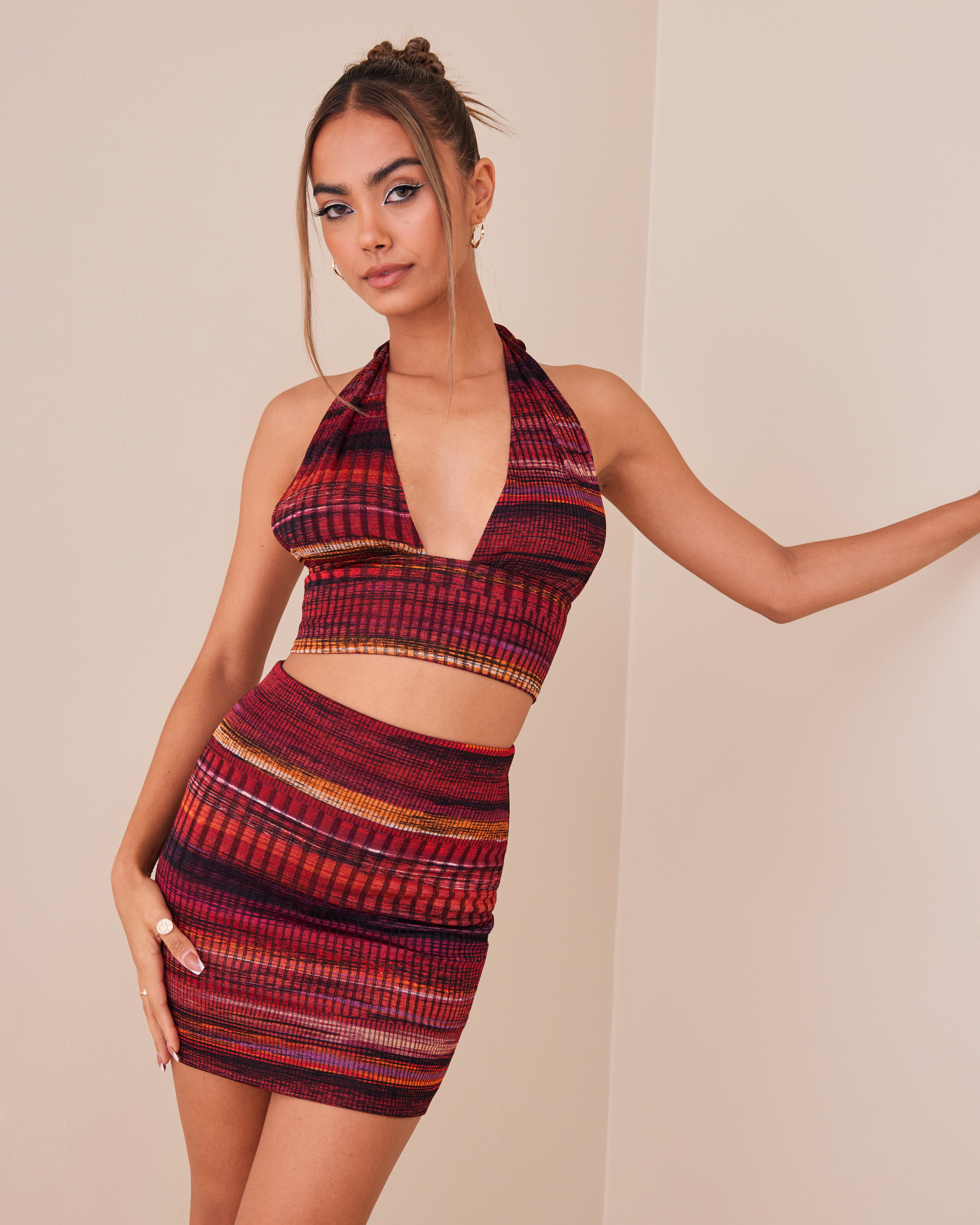 Buy Nelly Multi Mini Skirt - Orange/Pink | Nelly.com