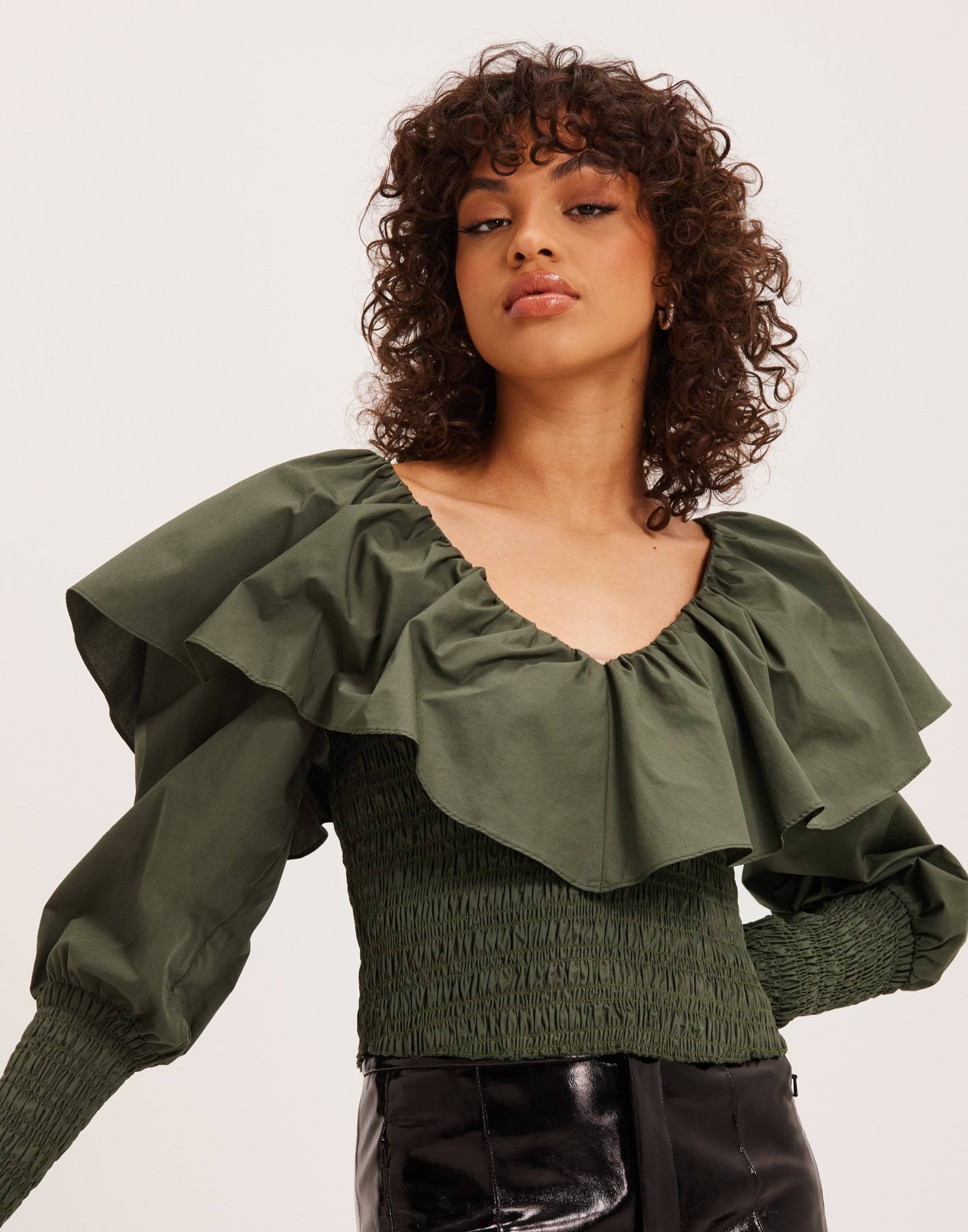 Frill Lace Blouse Dusty Green