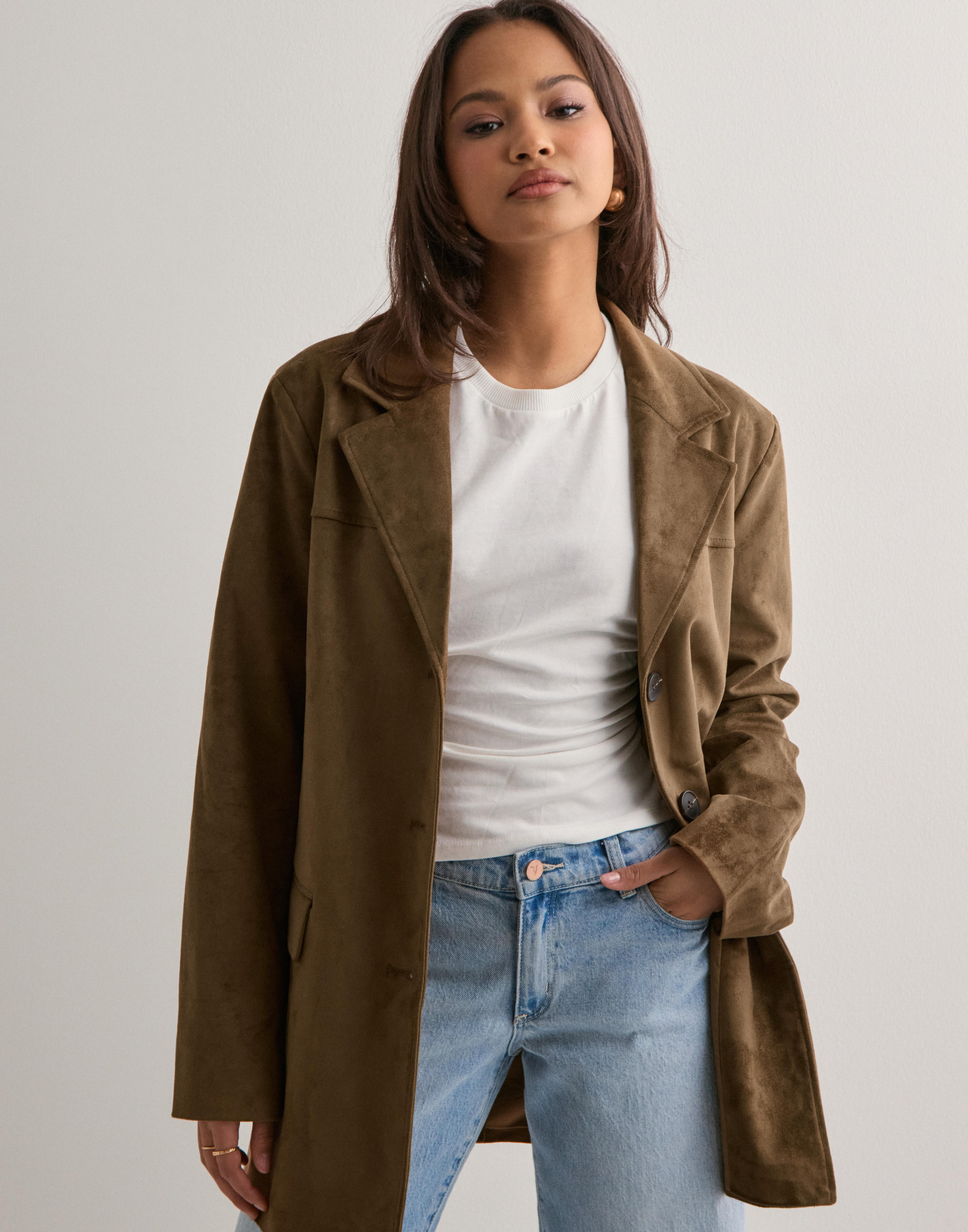Buy Only ONLTULIP FAUX SUEDE BLAZER COAT OTW - Cognac | Nelly.com