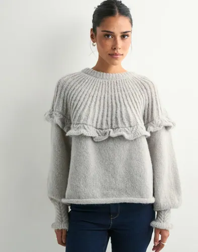 Pieces - Grå - Pcsikka Ls Oneck Knit Bc