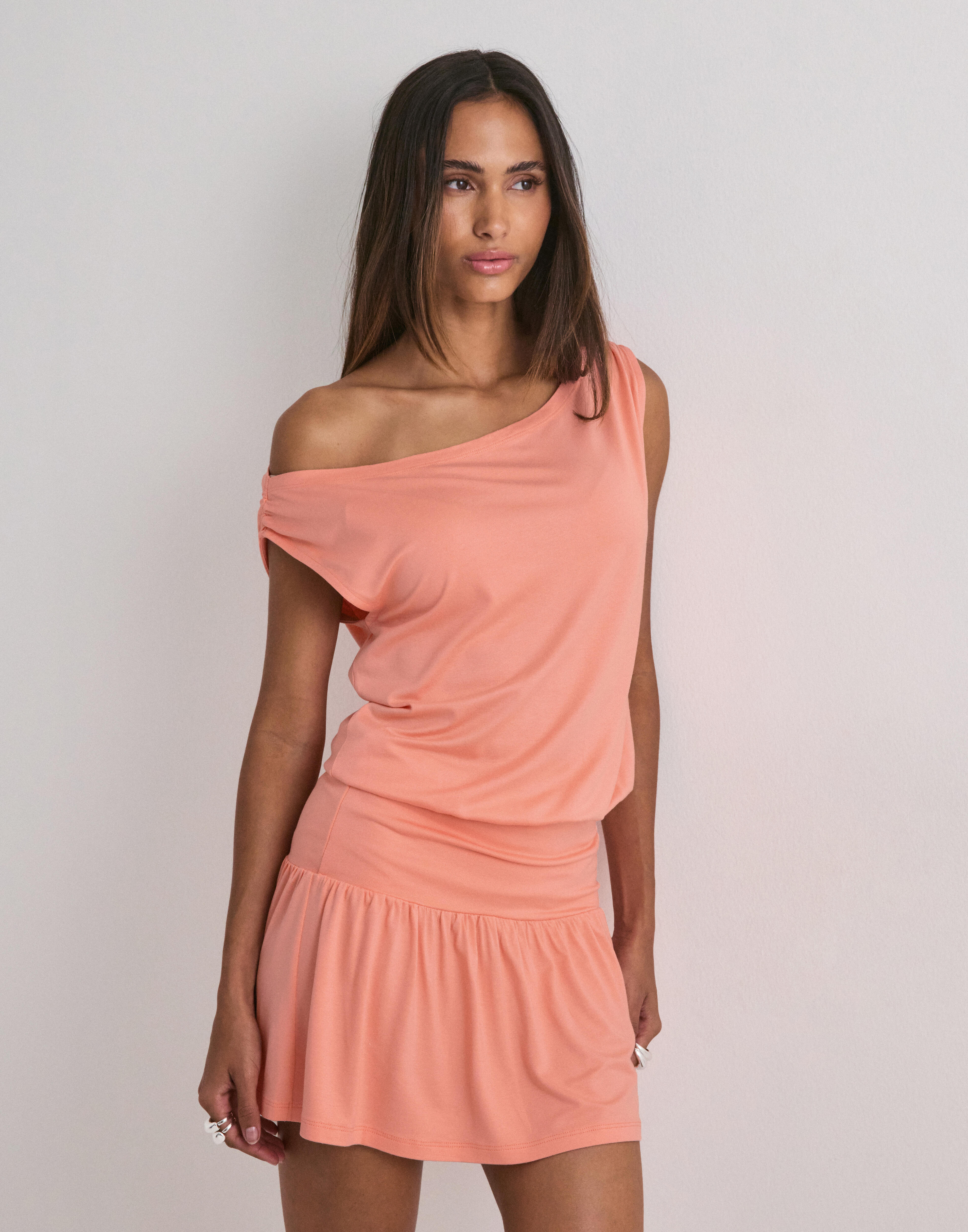 Soft Shoulder Mini Dress
