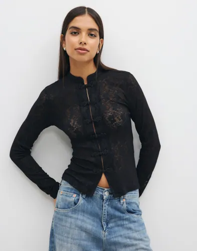 Decor Button Lace LS Top
