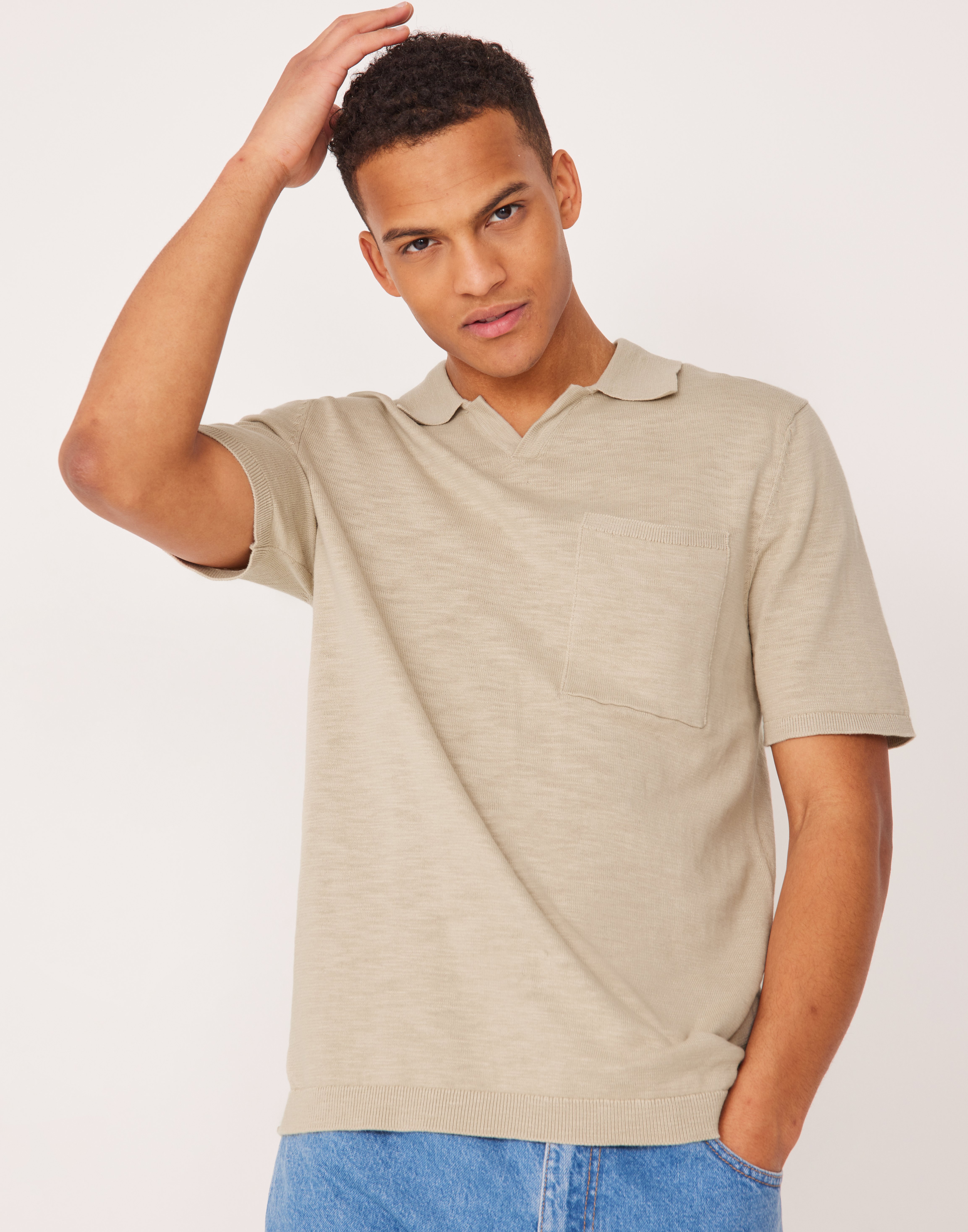 Only & Sons Onsace Reg 12 Ss Slub Polo Knit Kortærmede poloer Beige