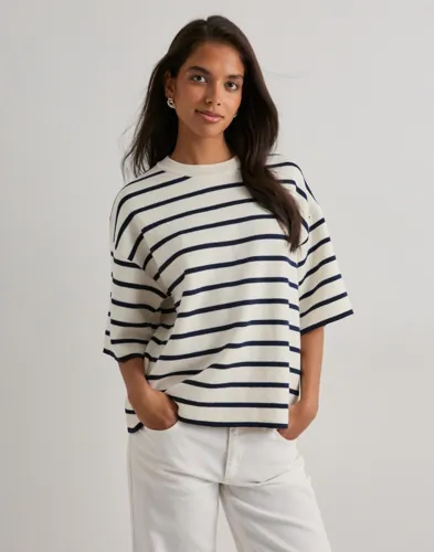 Pieces - Blå - Pcgian 2/4 Boxy Oneck Knit