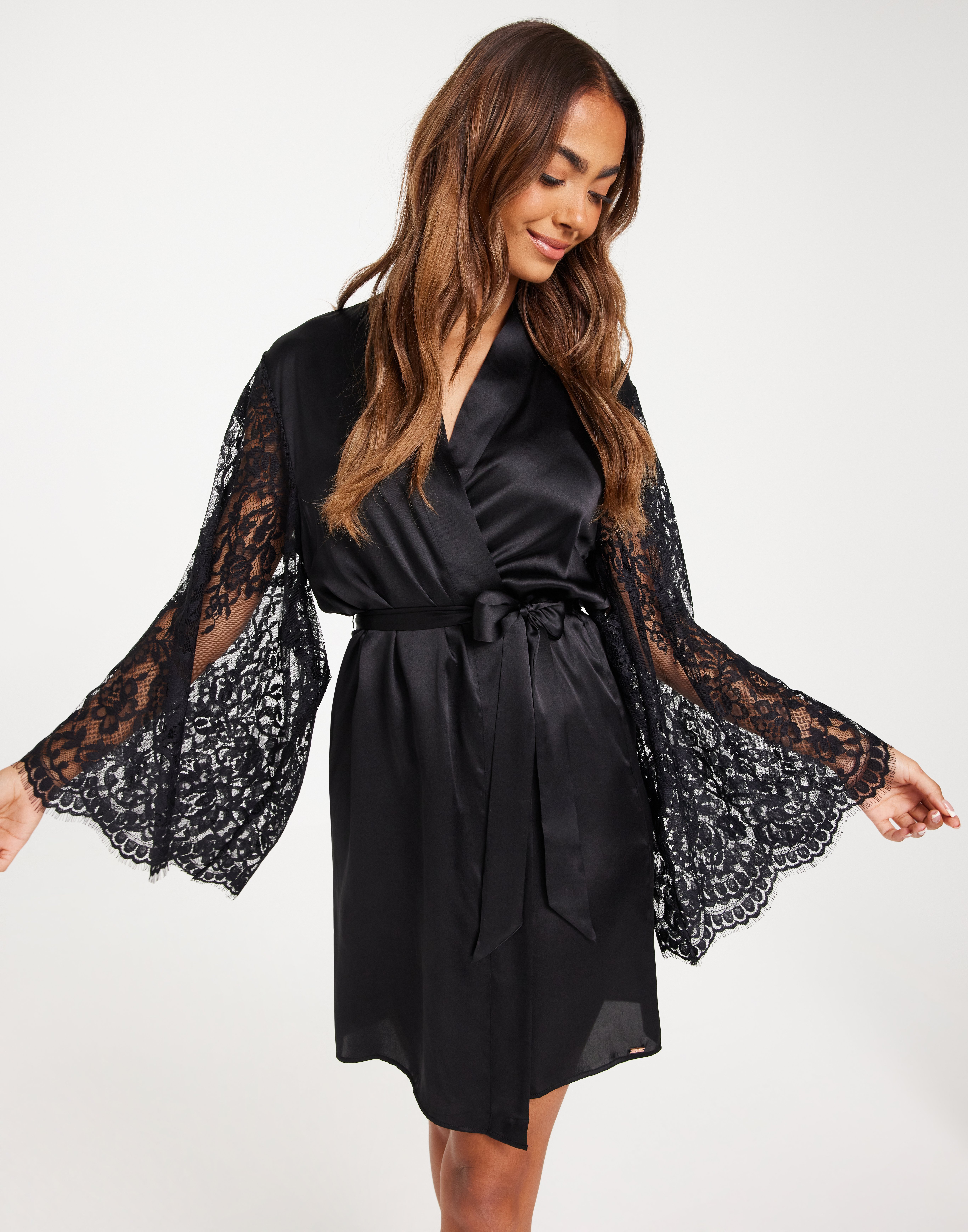 Hunkemöller - Sort - Kimono Silk Lace Sleeve