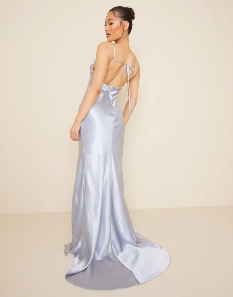Buy True Decadence Satin Maxi Dress - Darker Dusty Blue | Nelly.com