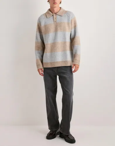 LES DEUX Striped Melange Knitted Polo Stickade tröjor polotröjor herr – bild 2