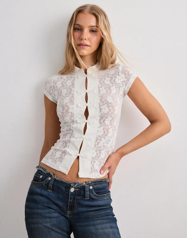 Decor Button Lace Top