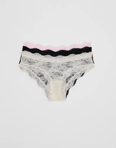 Nelly - Pink - Cheeky Lace Brazilian 3-Pack