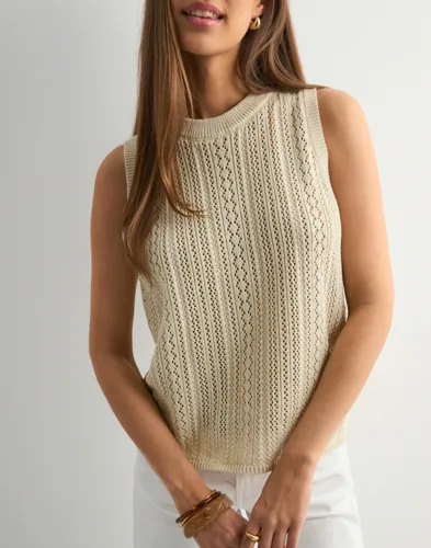 Pieces - Beige - Pcnuka Sl O-Neck Knit Noos Bc