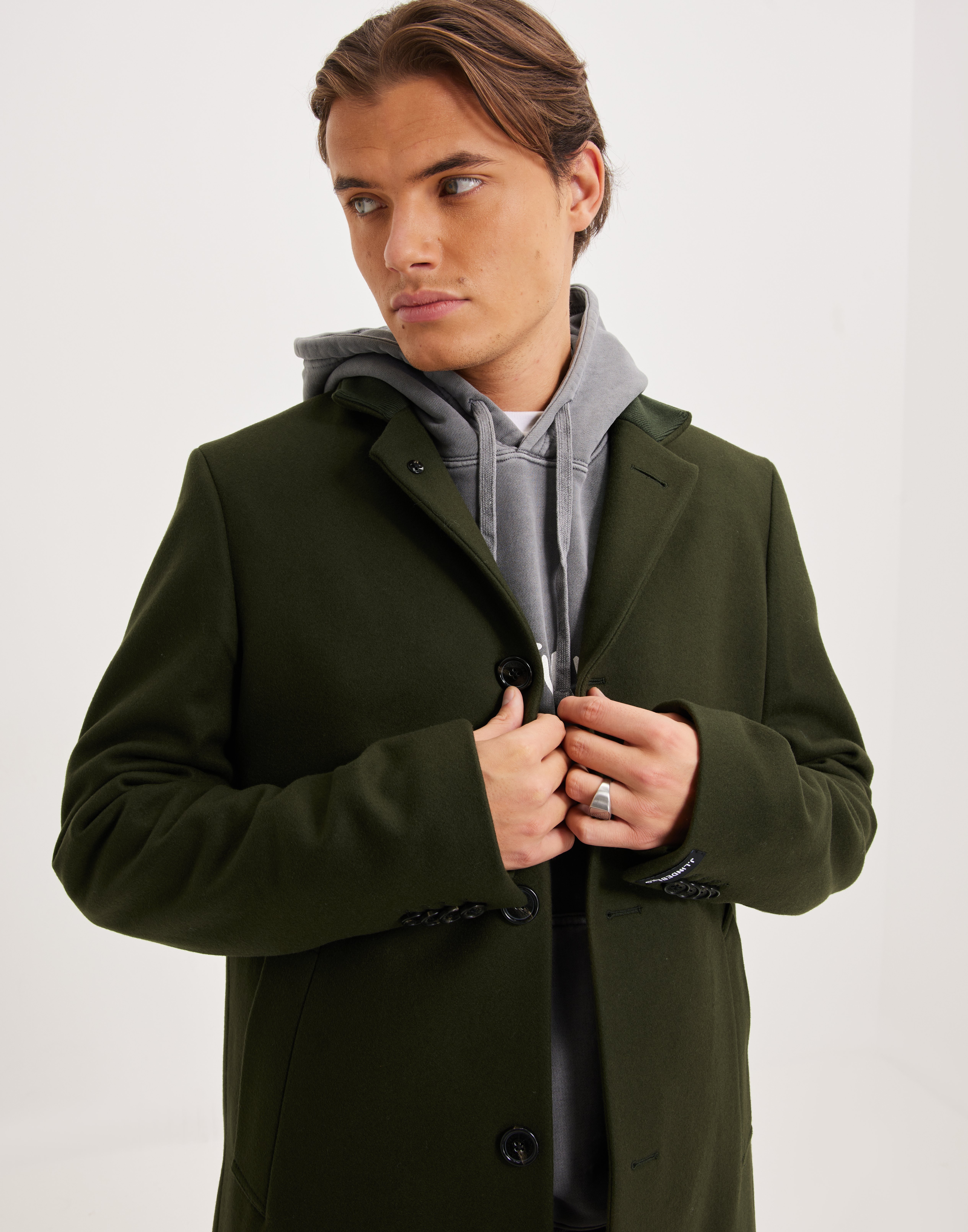 Buy J Lindeberg Holger 2.0 Melton coat - Forest Green | NLYMAN