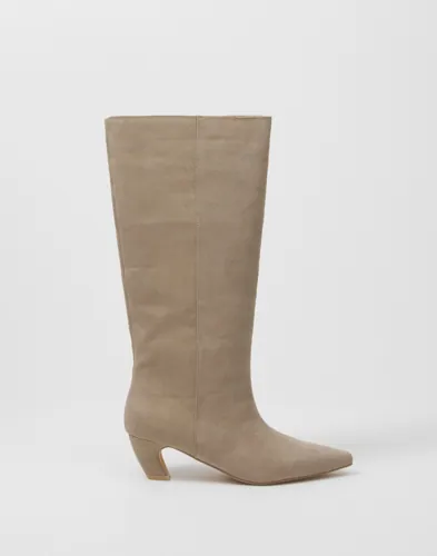 Nelly - Beige - Curved Under Knee Boot