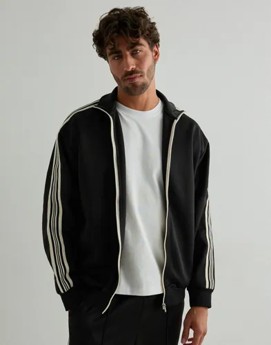 Svart randig zip-tröja från Only & Sons med ribbade muddar
