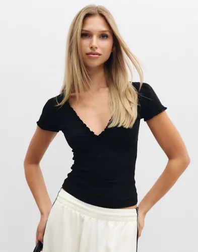 Cute V Neck Frill Top