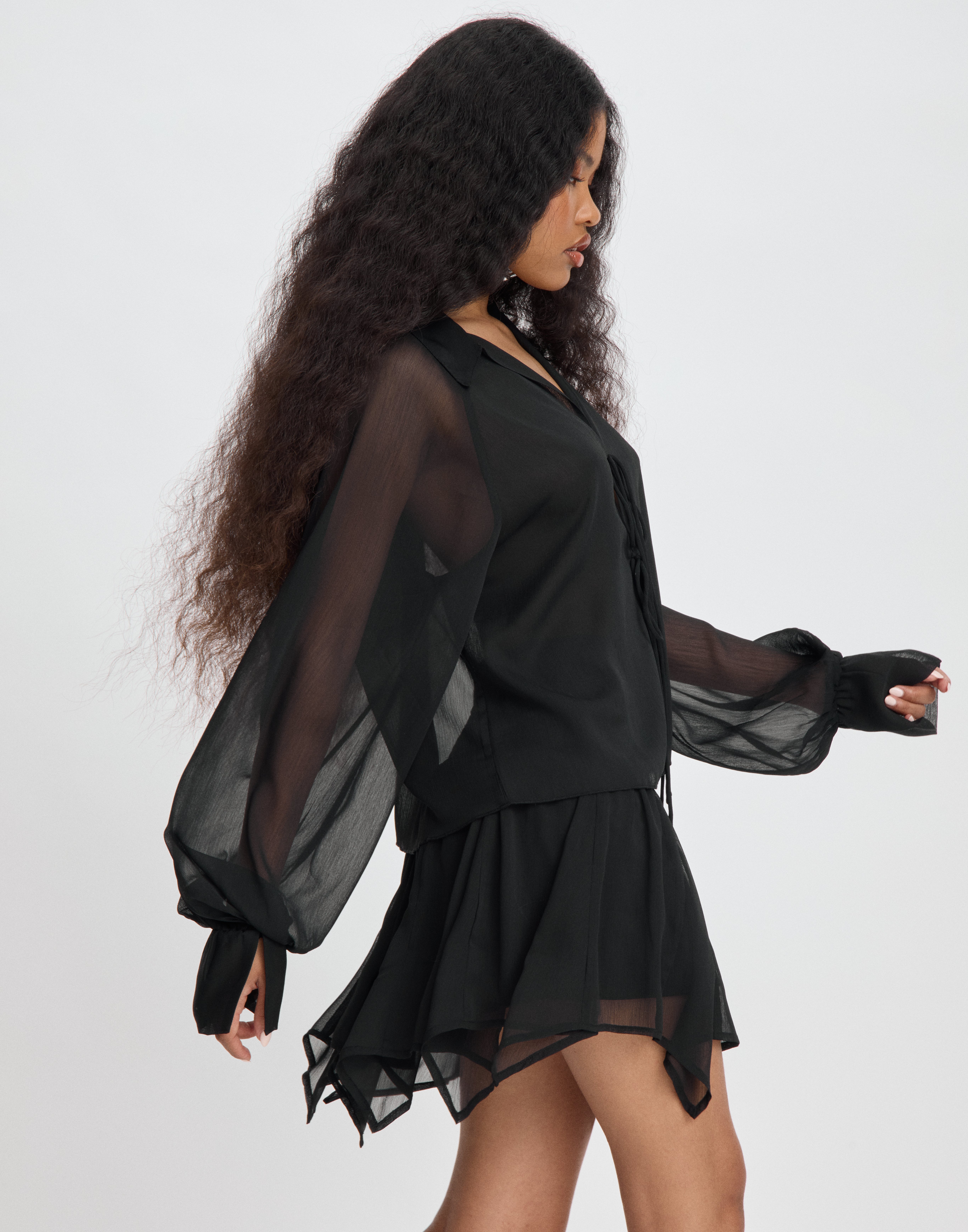 Black flowy shirt hotsell