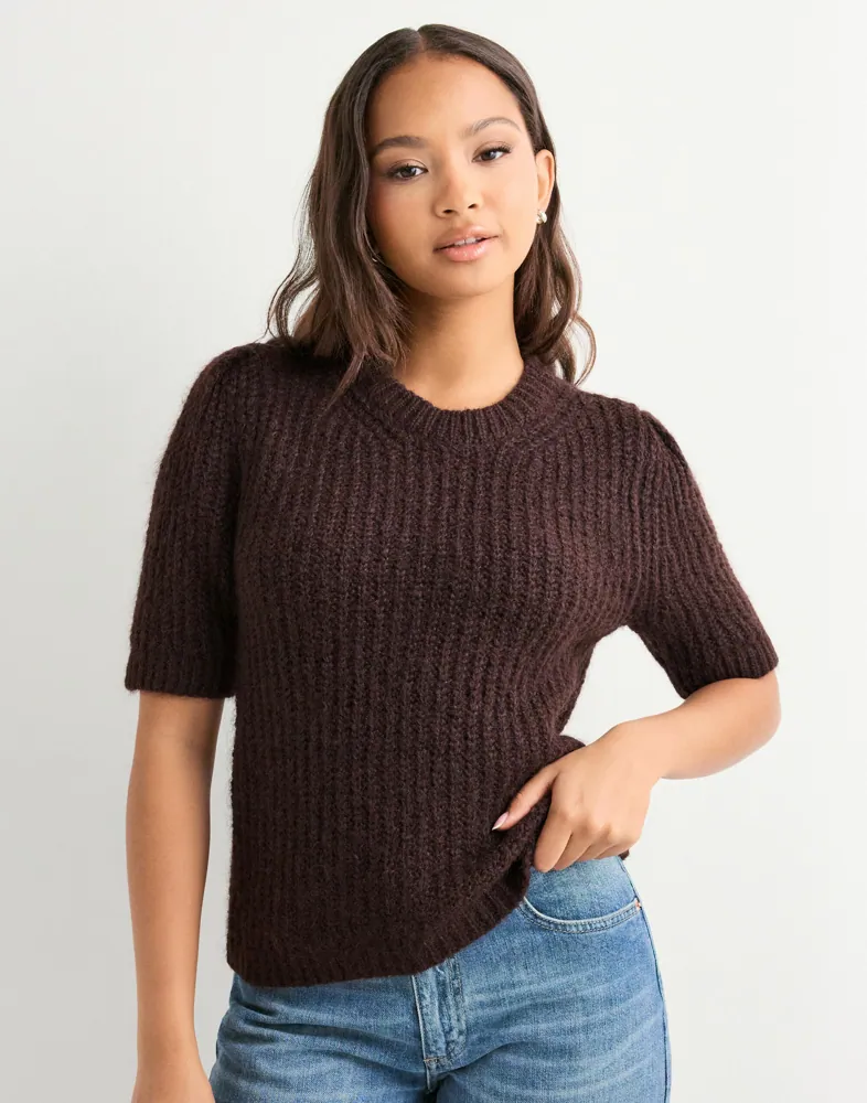 Onlshine Ss Puff O-Neck Cc Knt