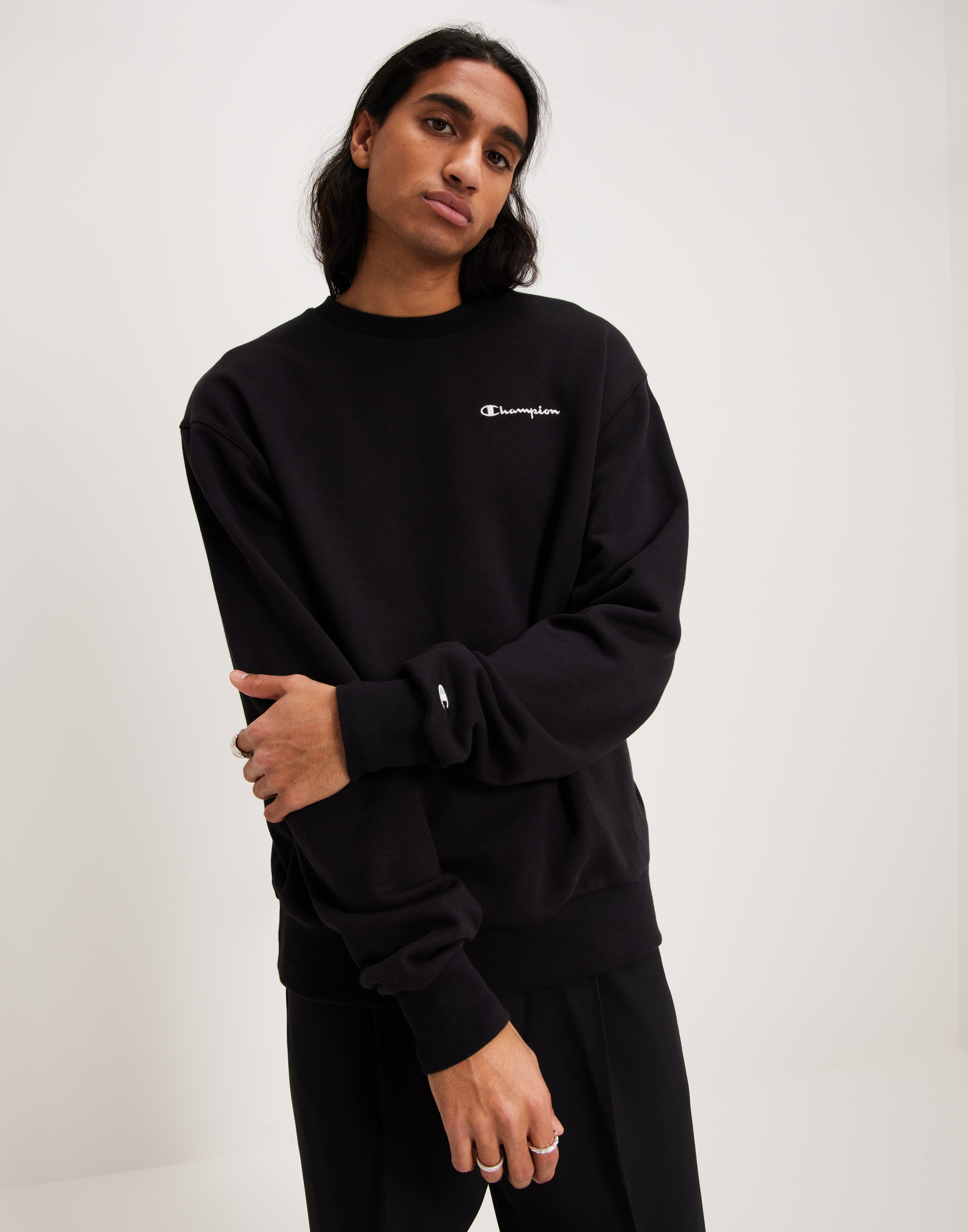 All black champion crewneck sale