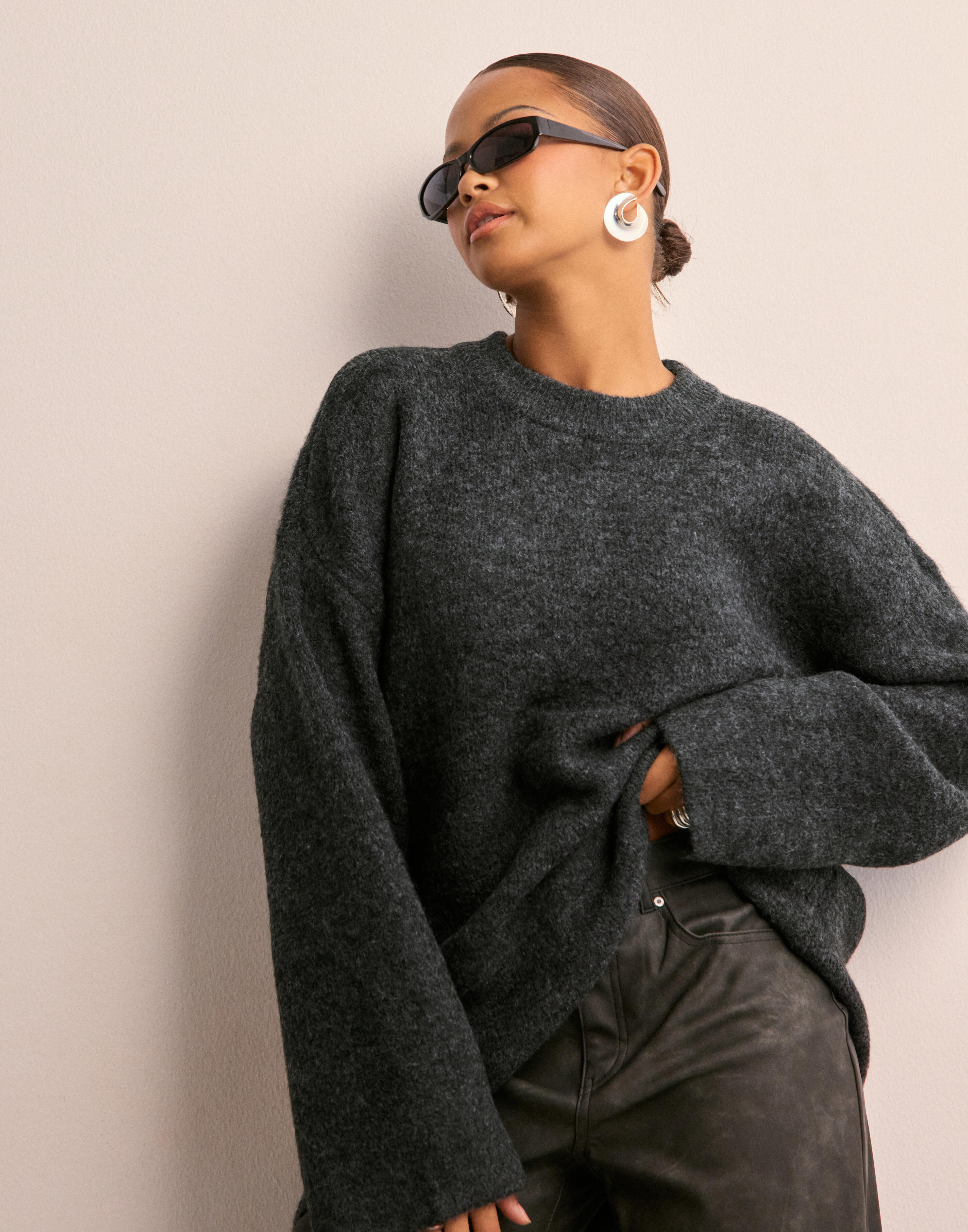 Buy OBJECT OBJDIANA LO L/S KNIT PULLOVER NOOS - Dark Grey