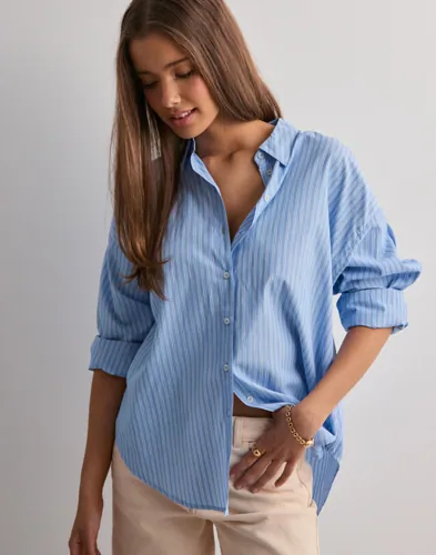 Vero Moda - Blå - Vmfanni Ls Shirt Wvn Ga Noos