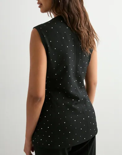 PIECES Pcmichelle Rhinestone Waistcoat blusar dam – bild 3