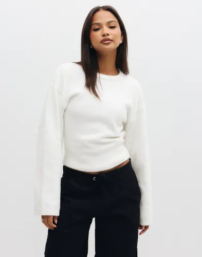 Nelly - Hvid - Tight Waist Knit Sweater