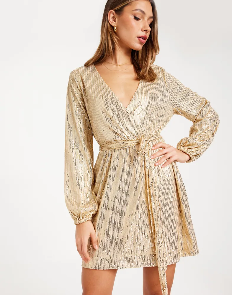 green emerald velvet dress Buddylove Adeline Sequin Wrap Dress - Prism main image 1