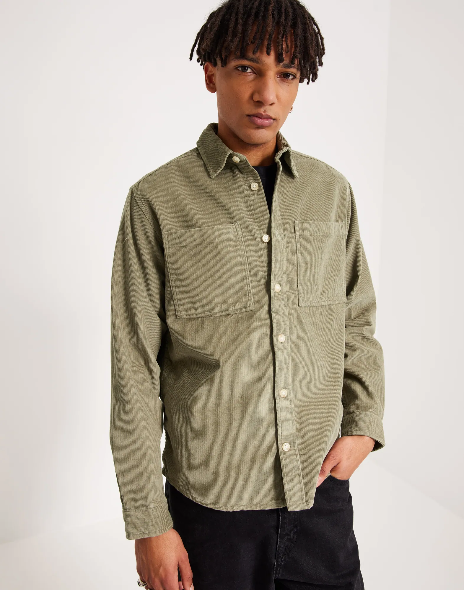 SLHLOOSEFINN LS CORD OVERSHIRT W