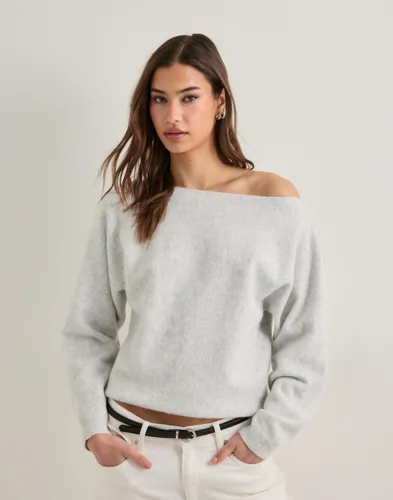 Nelly - Grå - Wide Neck Knit Sweater