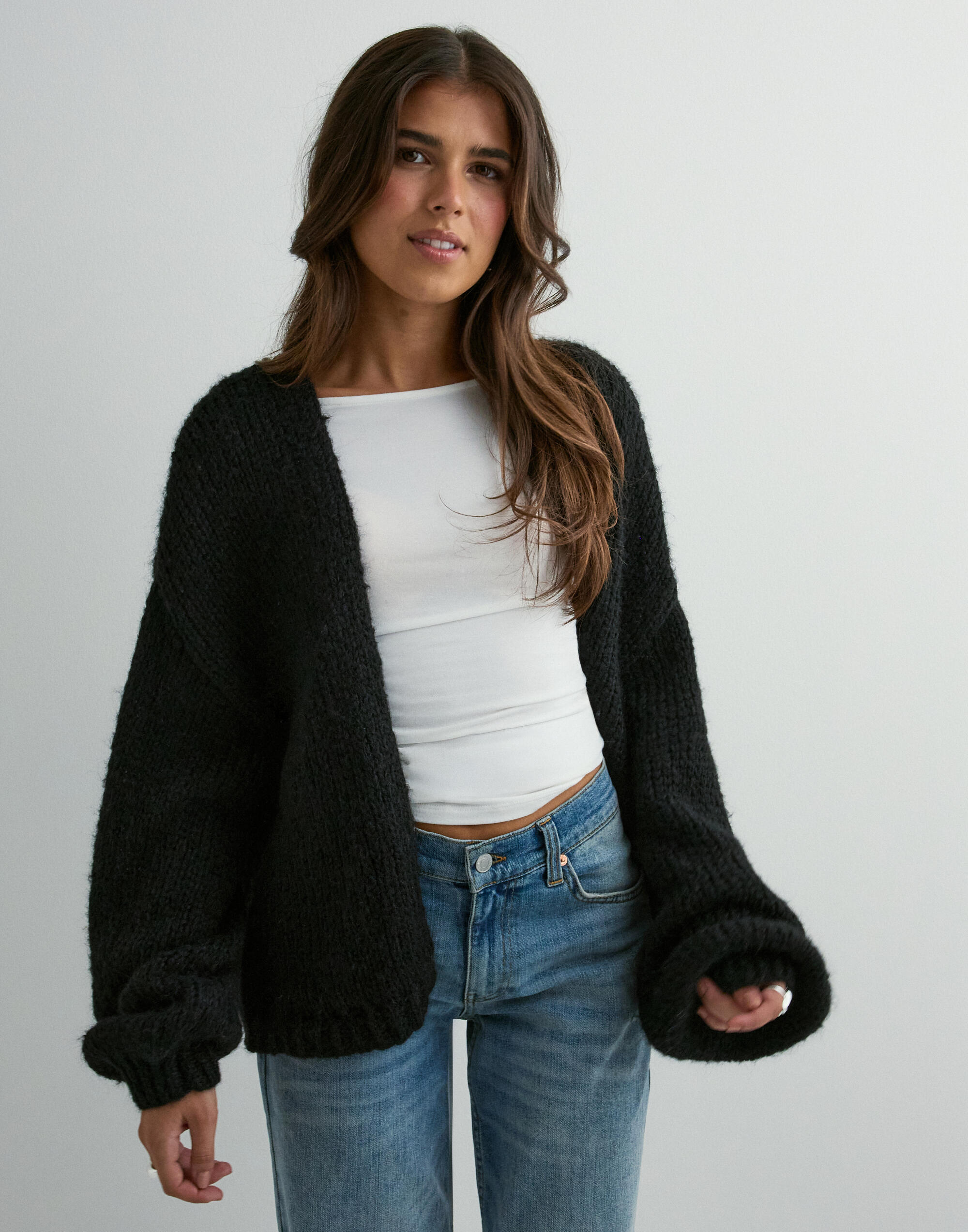 Buy Nelly Volume Knit Cardigan - Brown | Nelly.com