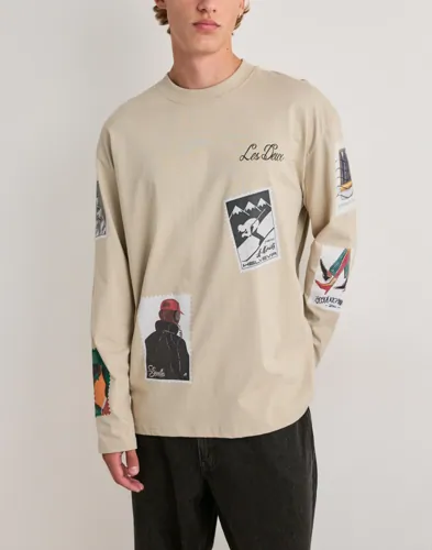 Les Deux Stamp Ls T-shirt Långärmade t-shirts Beige