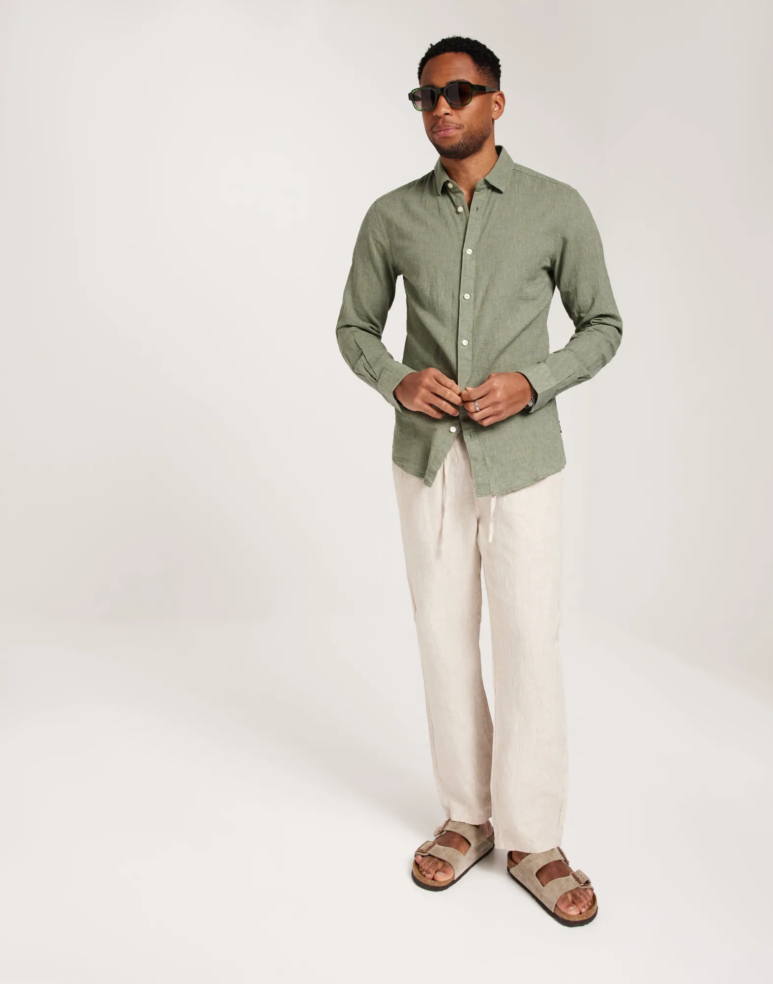 ONSCAIDEN LIFE LS SOLID LINEN SHIRT