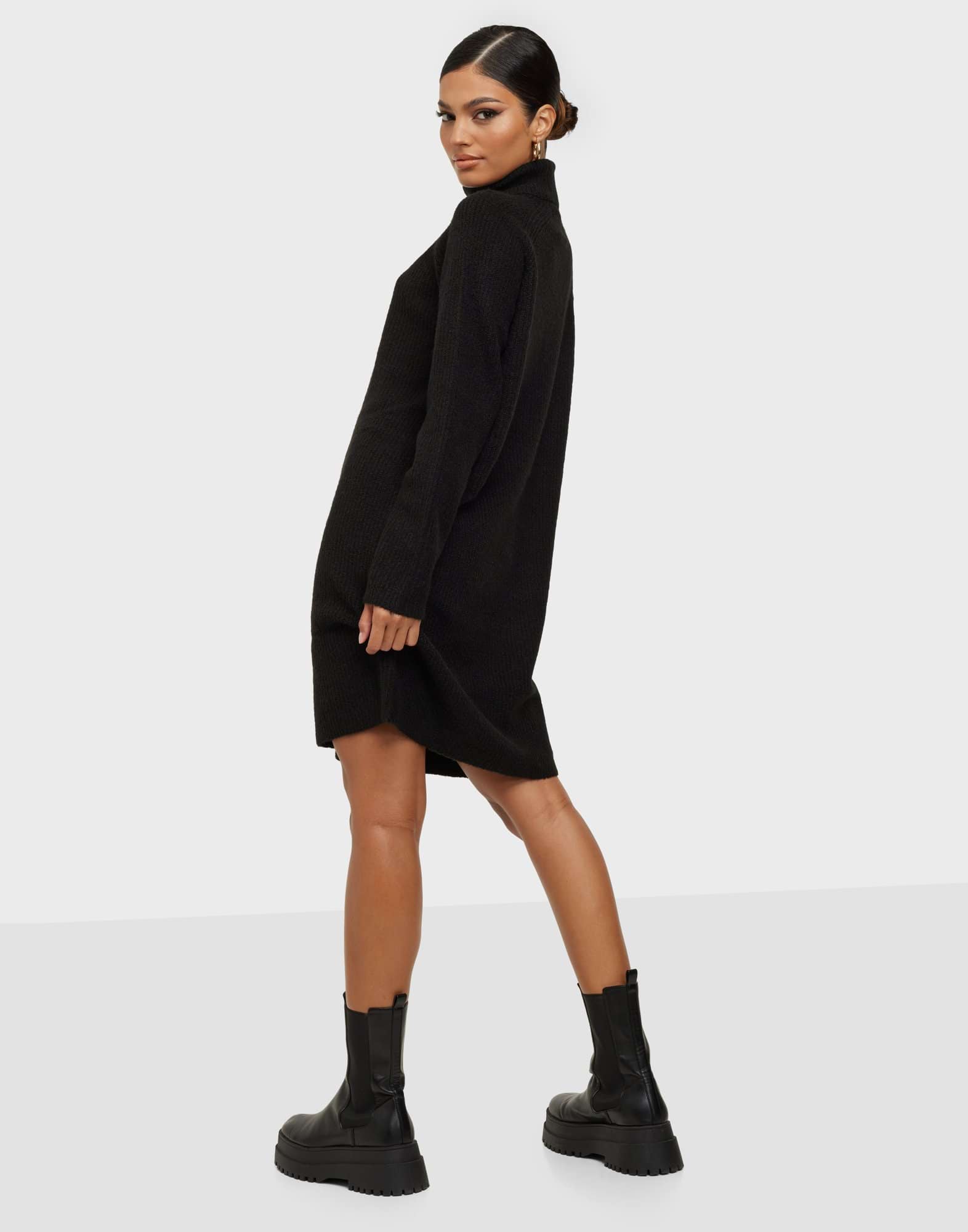 PCELLEN LS HIGH NECK KNIT DRESS NOO