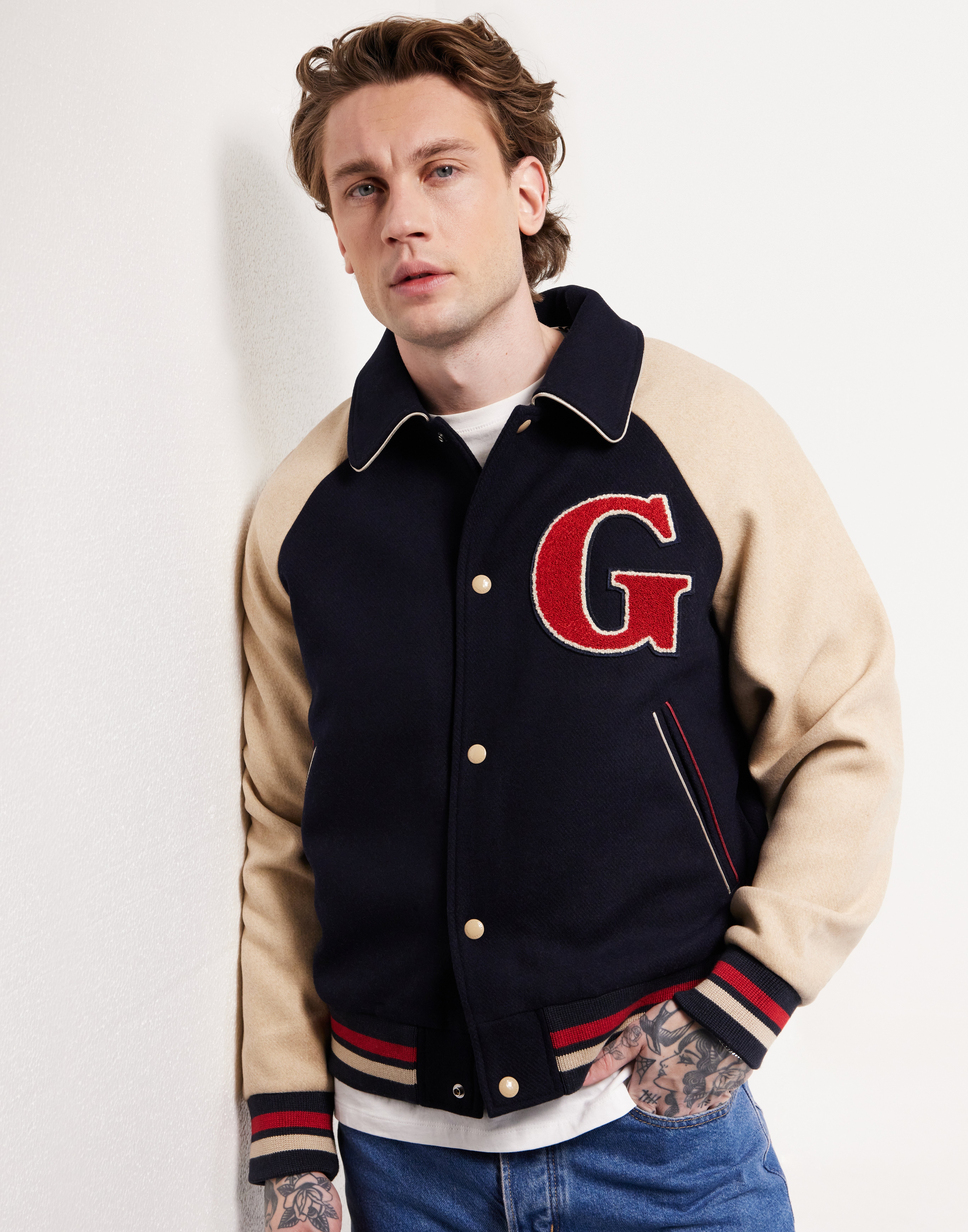 Gant Wool Varsity Jacket Collegejakker Beige