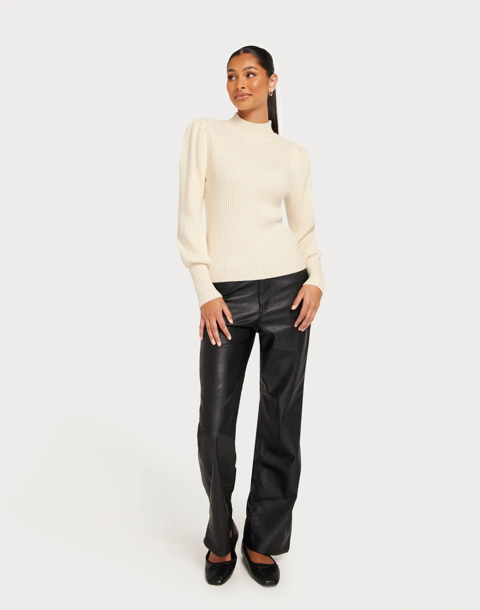 Onlkatia Highneck Pullover Toasted Coconut Detail Melange