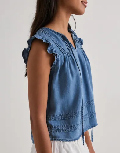 ONLY Onlcharis Life Sl Tie Neck Top Wvn blusar dam – bild 3
