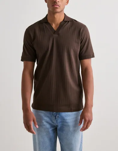 Selected Men Slhmilan Ss Polo Kortärmad piké Brun