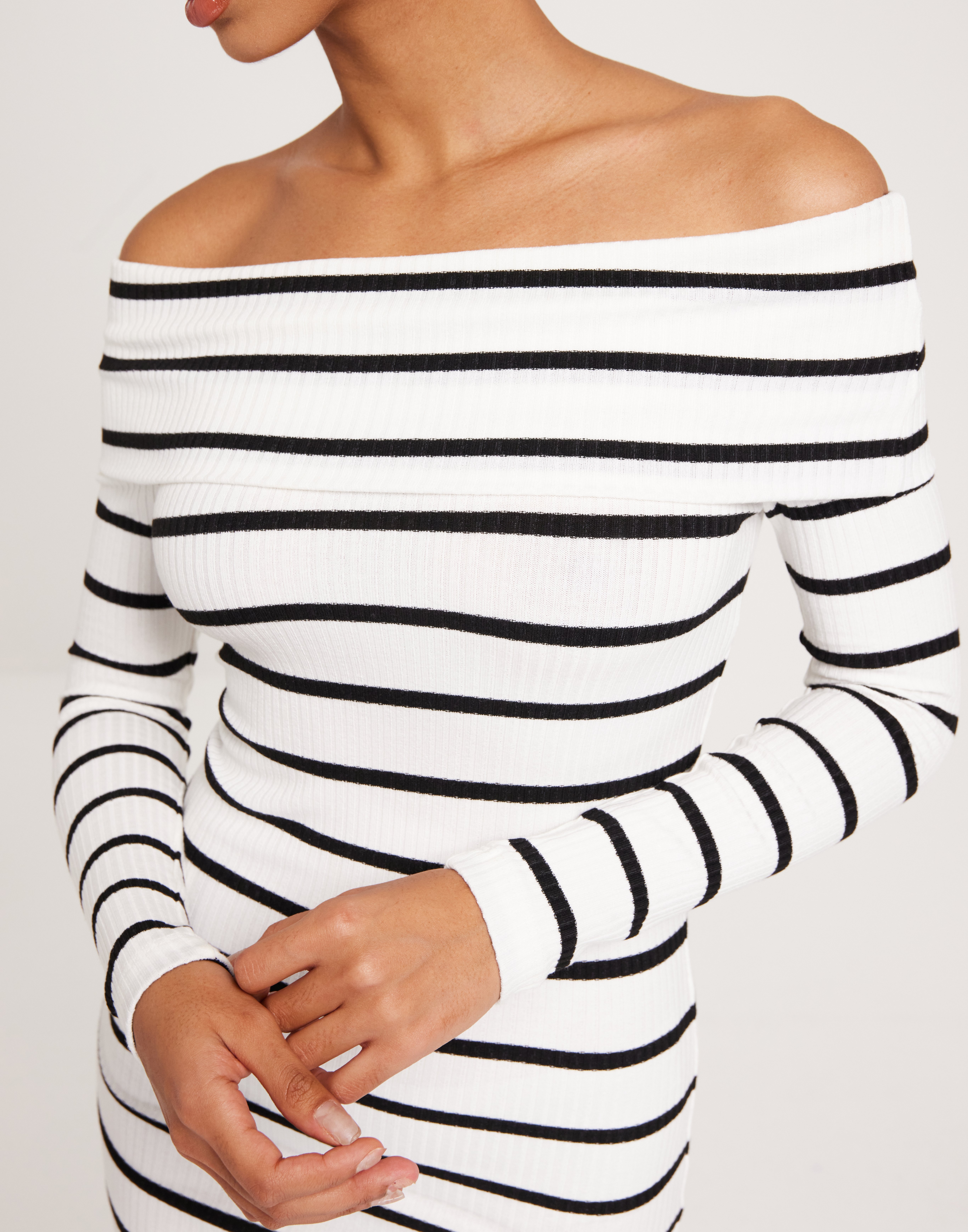 Buy Nelly Striped Off Shoulder Dress - Stripe