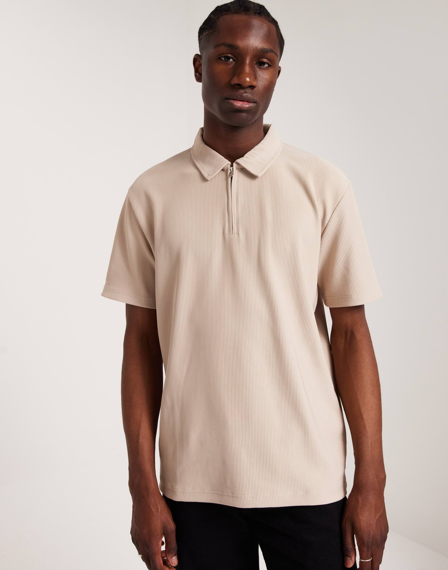 SLHRELAX-PLISSE HALF ZIP SS POLO EX