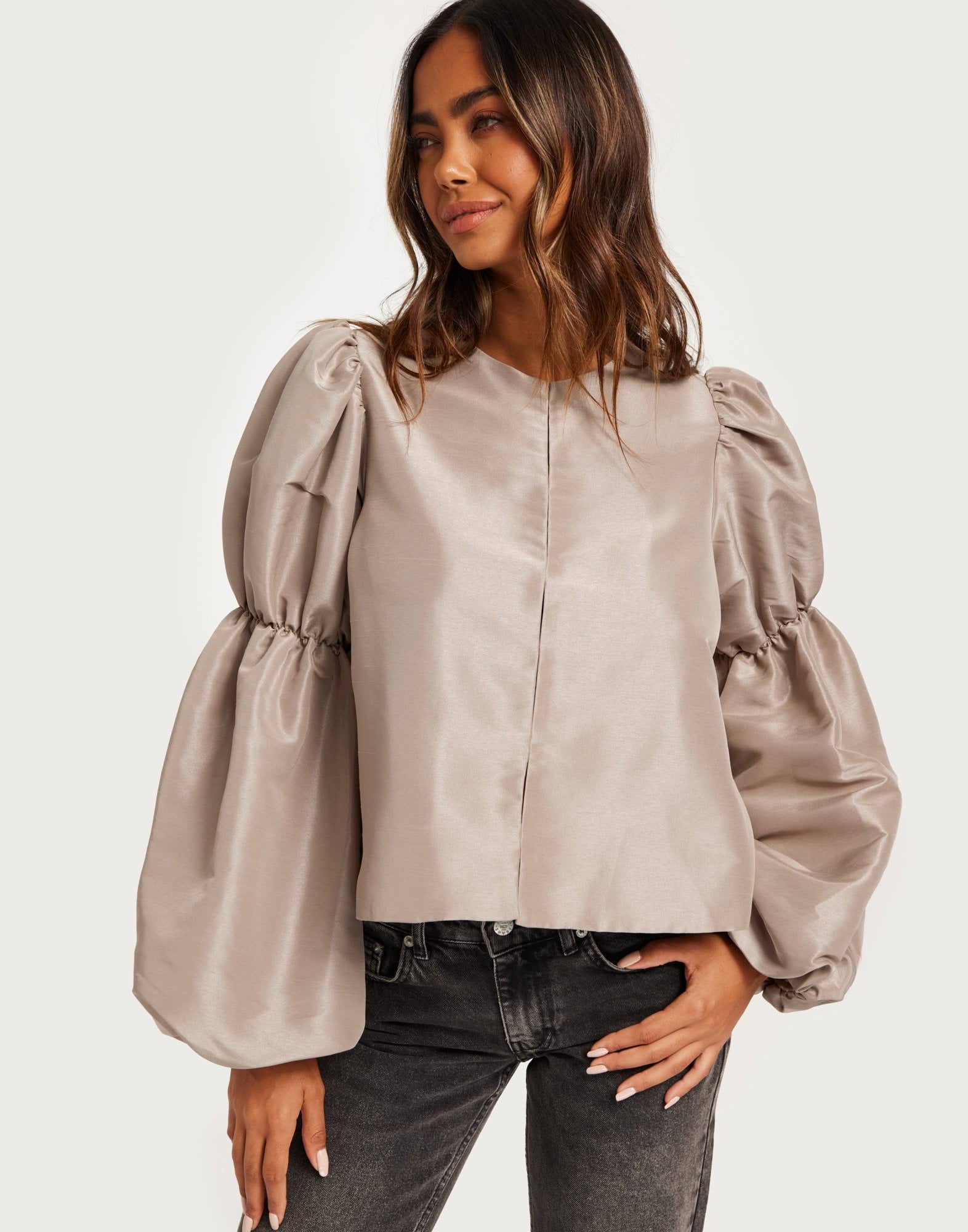 Zoey double pouf sleeve blouse