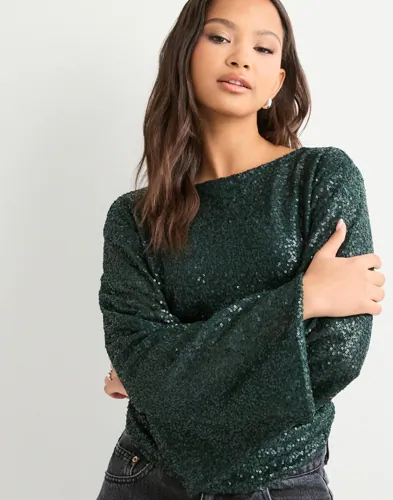 Nelly Glitter Volume Sleeve Top toppar dam – bild 2