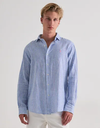 Polo Ralph Lauren blå linneskjorta med broderad logga