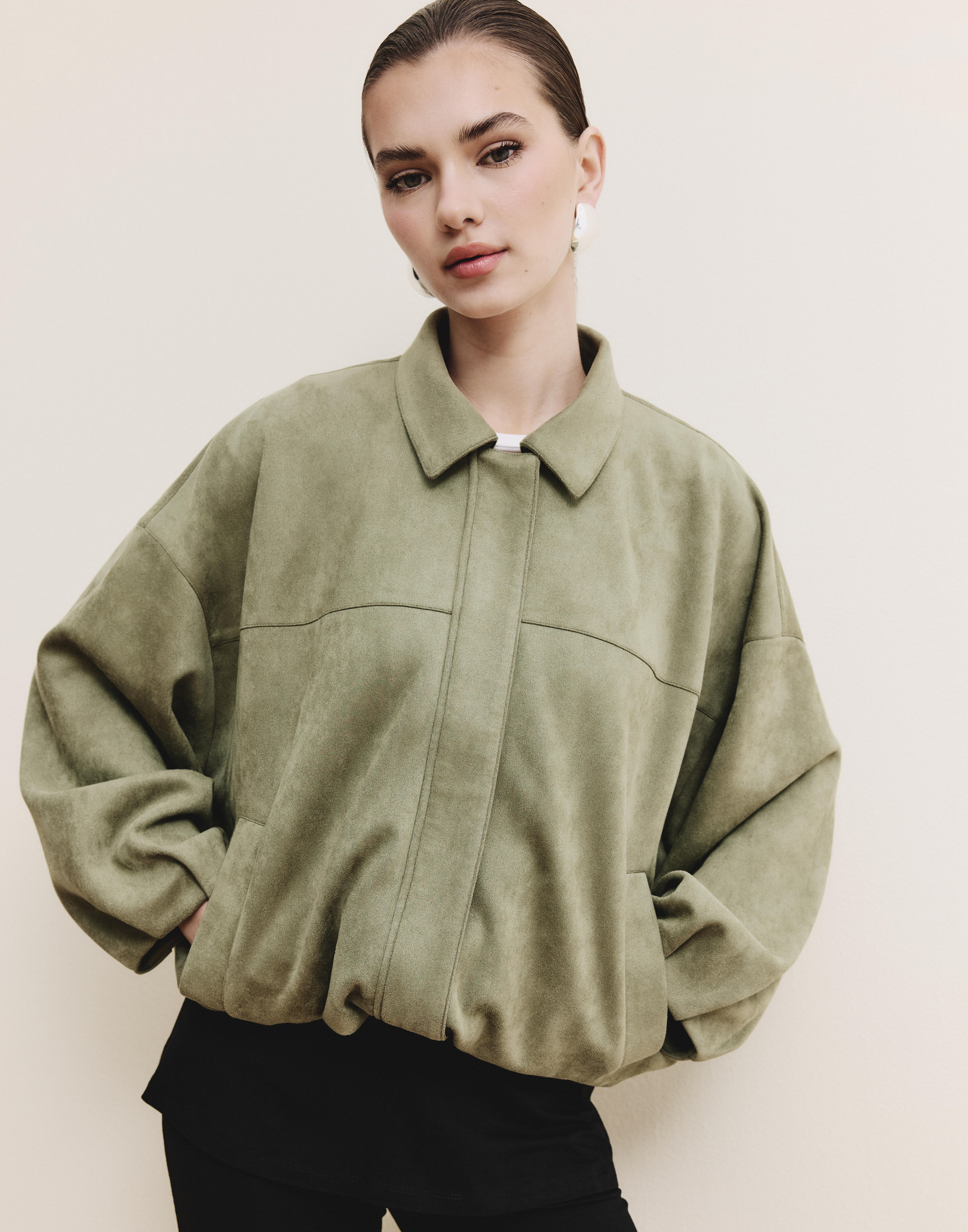 Buy Nelly Puffy Pleat Brushed Jacket - Green | Nelly.com