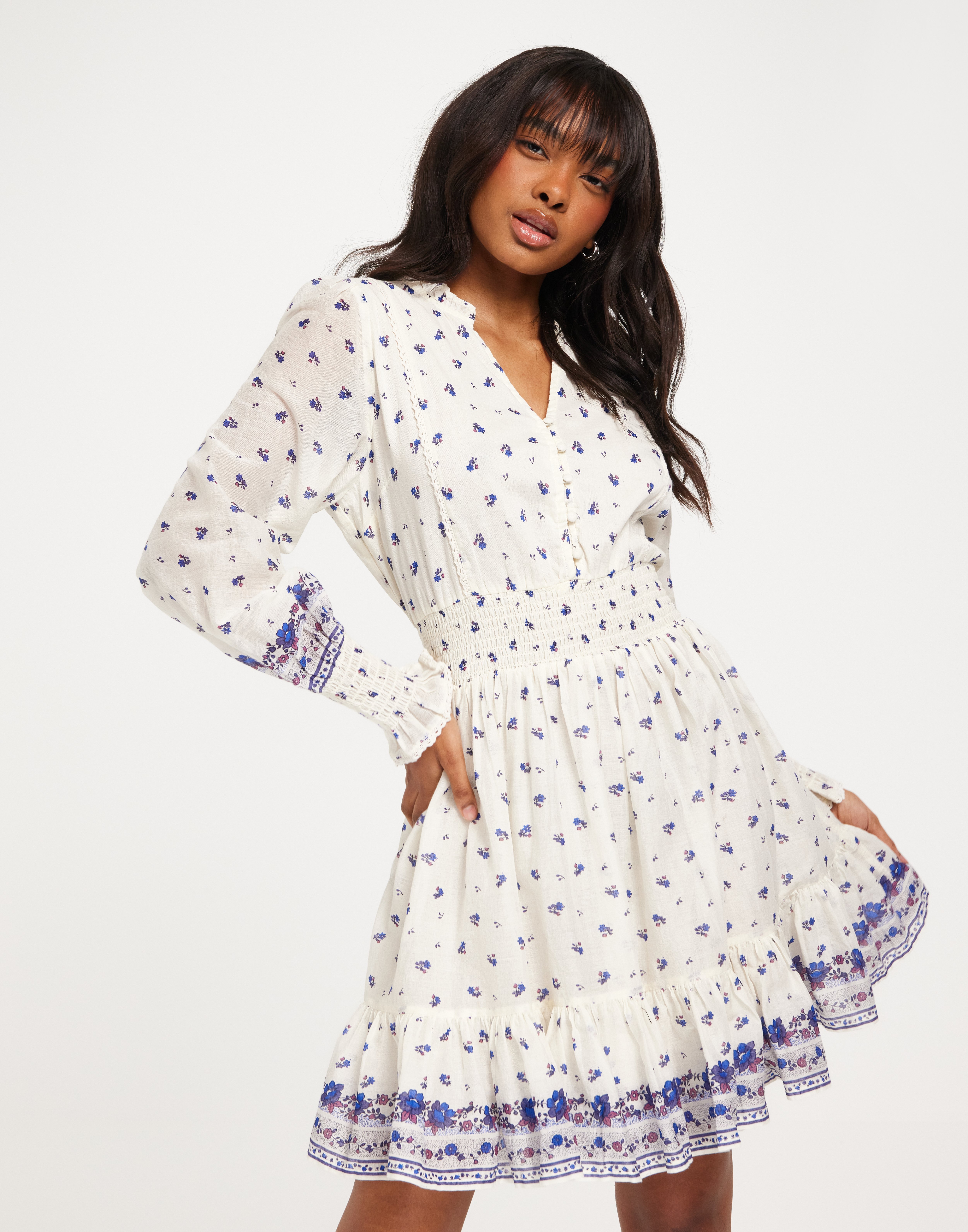 Buy Neo Noir Daffodil S Belle Border Dress - Blue | Nelly.com